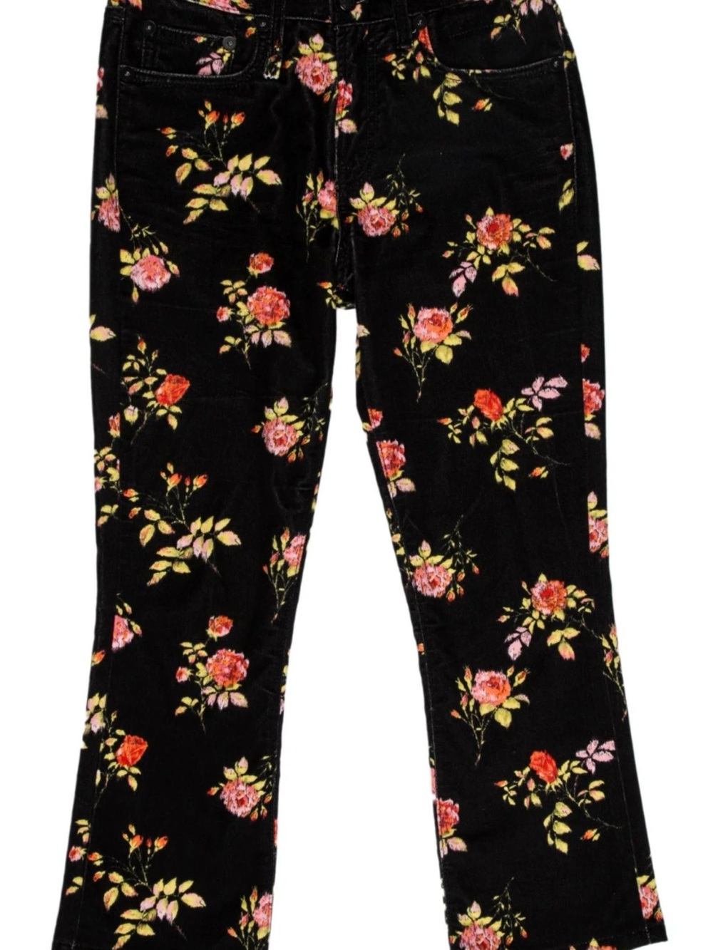 R13 Kick Fit Floral Pants - Black with Pink & Green Floral Print Size 24 0 XXS